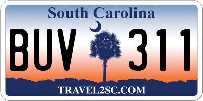 SC license plate BUV311