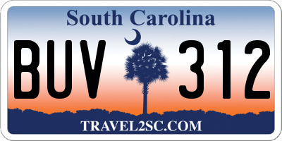 SC license plate BUV312