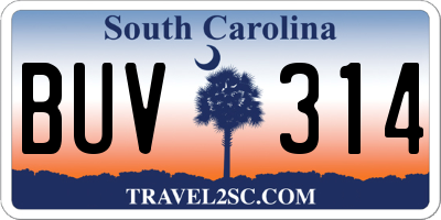 SC license plate BUV314