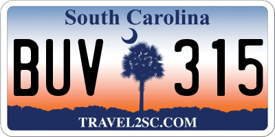 SC license plate BUV315