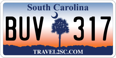 SC license plate BUV317