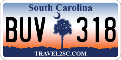 SC license plate BUV318