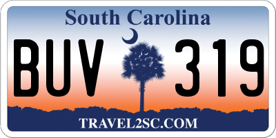SC license plate BUV319