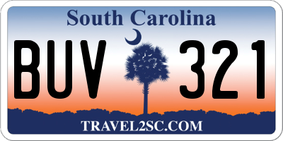 SC license plate BUV321