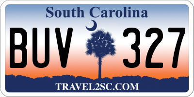 SC license plate BUV327