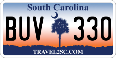 SC license plate BUV330