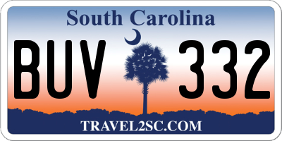 SC license plate BUV332