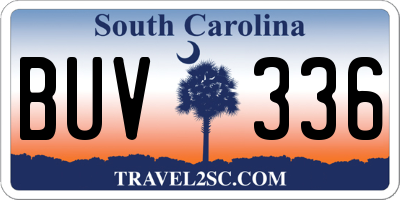 SC license plate BUV336