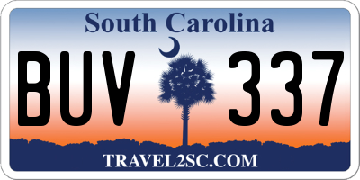 SC license plate BUV337