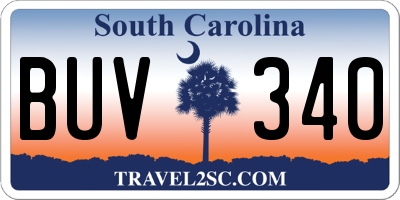 SC license plate BUV340