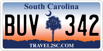 SC license plate BUV342