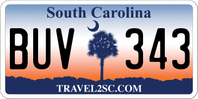 SC license plate BUV343