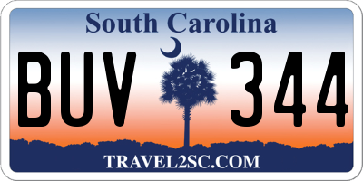 SC license plate BUV344