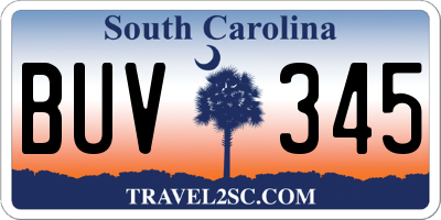 SC license plate BUV345