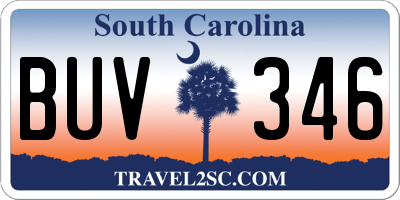 SC license plate BUV346