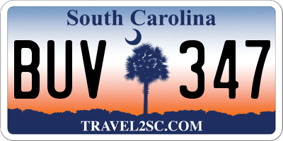SC license plate BUV347