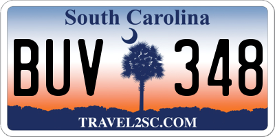 SC license plate BUV348