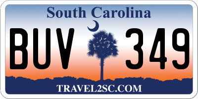 SC license plate BUV349
