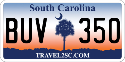 SC license plate BUV350