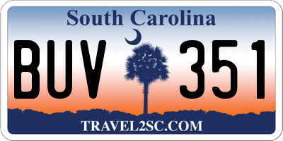 SC license plate BUV351