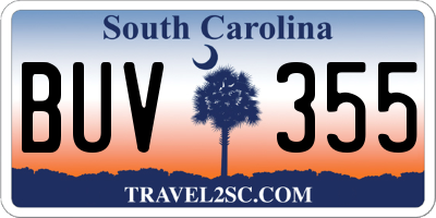 SC license plate BUV355