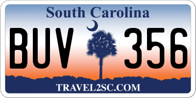 SC license plate BUV356