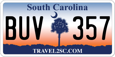 SC license plate BUV357