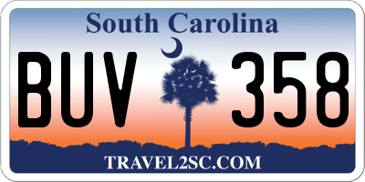 SC license plate BUV358