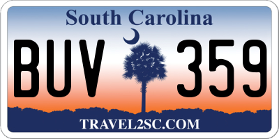 SC license plate BUV359