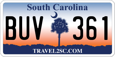SC license plate BUV361