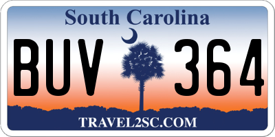 SC license plate BUV364