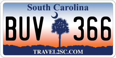 SC license plate BUV366