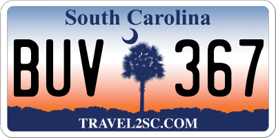 SC license plate BUV367