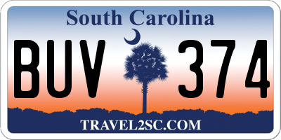 SC license plate BUV374