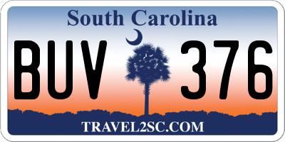 SC license plate BUV376