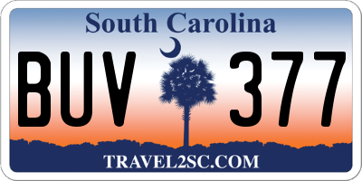 SC license plate BUV377