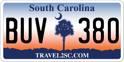 SC license plate BUV380