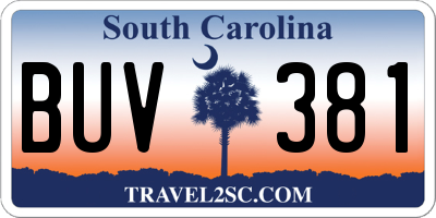 SC license plate BUV381