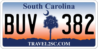 SC license plate BUV382