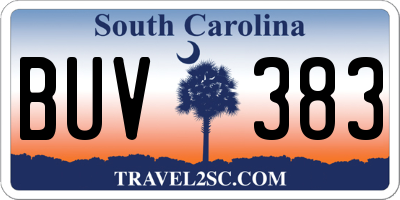 SC license plate BUV383