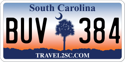 SC license plate BUV384