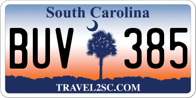 SC license plate BUV385