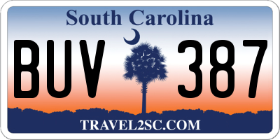 SC license plate BUV387