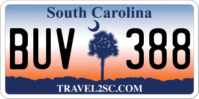 SC license plate BUV388