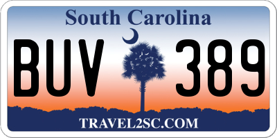 SC license plate BUV389