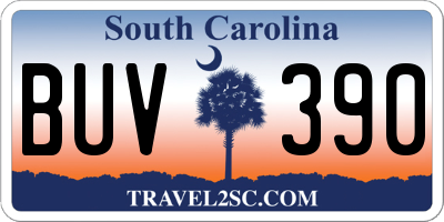 SC license plate BUV390