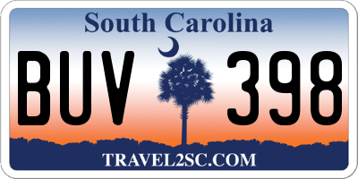 SC license plate BUV398
