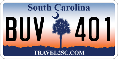 SC license plate BUV401