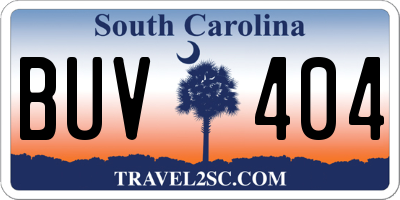 SC license plate BUV404