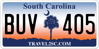 SC license plate BUV405